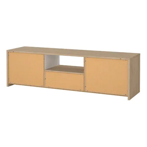 Meuble TV 2P/1T MOSS Blanc laqué/ Imitation chêne