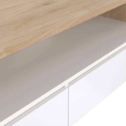 Table basse 2T MOSS Blanc laqué / Imitation chêne vue détaillée