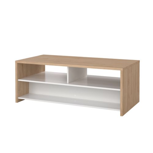 Table basse 2T MOSS Blanc laqué / Imitation chêne vue de derrière