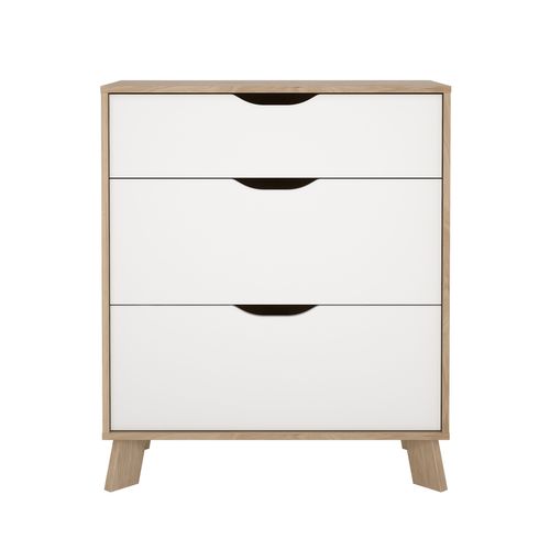 Commode 3 tiroirs IKAST imitation chêne L.78,7 cm