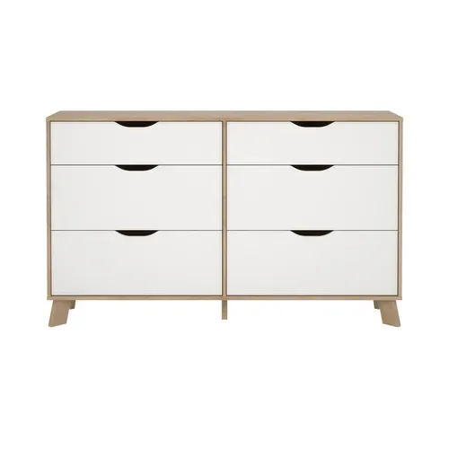 Commode 6 tiroirs IKAST imitation chêne L.155,7 cm