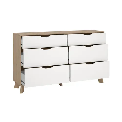 Commode 6 tiroirs IKAST imitation chêne L.155,7 cm