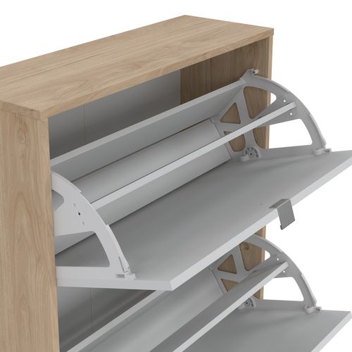 Meuble à chaussures DRESS 4 abattans doubles mir/ chêne