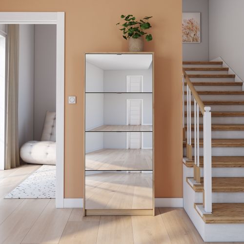 Meuble à chaussures  DRESS 4 abattans doubles mir/ chêne vue d'ambiance 1