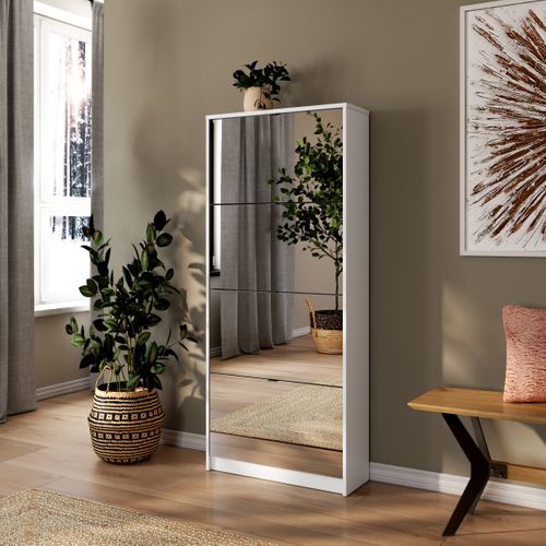 Meuble à chaussures  DRESS 4 abattans doubles mir/ blanc