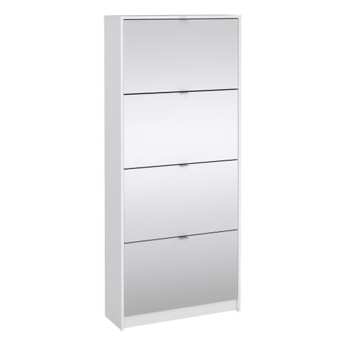 Meuble à chaussures  DRESS 4 abattans doubles mir/ blanc vue 3/4