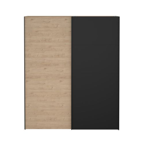 Armoire 2 portes coulissantes  ELEGANCE XL L.180 cm noir chêne