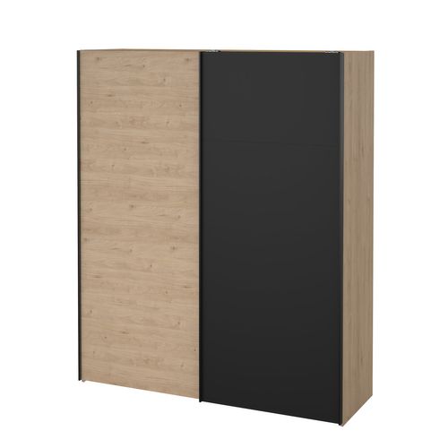 Armoire 2 portes coulissantes  ELEGANCE XL L.180 cm noir chêne