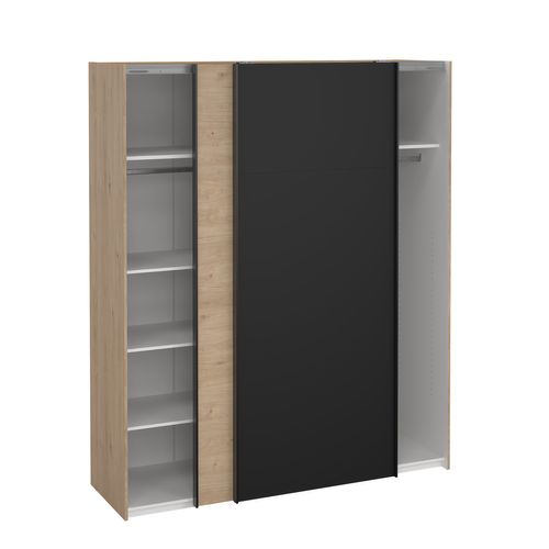 Armoire 2 portes coulissantes  ELEGANCE XL L.180 cm noir chêne