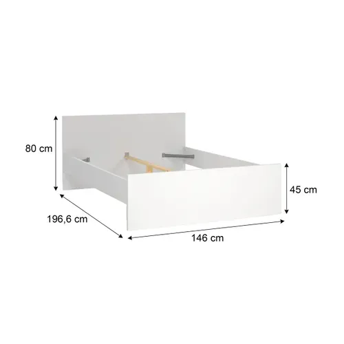 Lit 140x190 cm BEST blanc mat