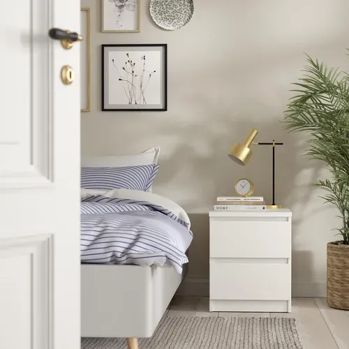 Chevet 2 tiroirs BEST Blanc Mat
