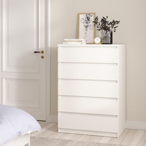 Commode 5 tiroirs BEST blanc mat