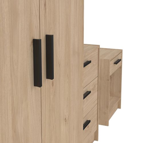 Lot Armoire Commode Chevet ESCAPE imitation chêne