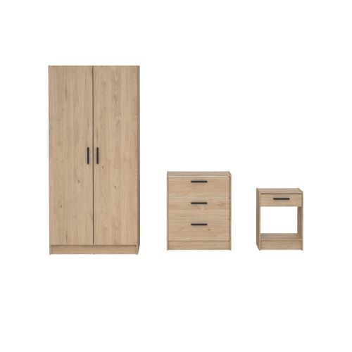 Lot Armoire Commode Chevet ESCAPE imitation chêne