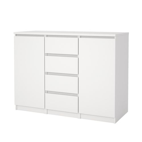 Rangement 2 portes 4 tiroirs BEST Blanc mat vue de profil