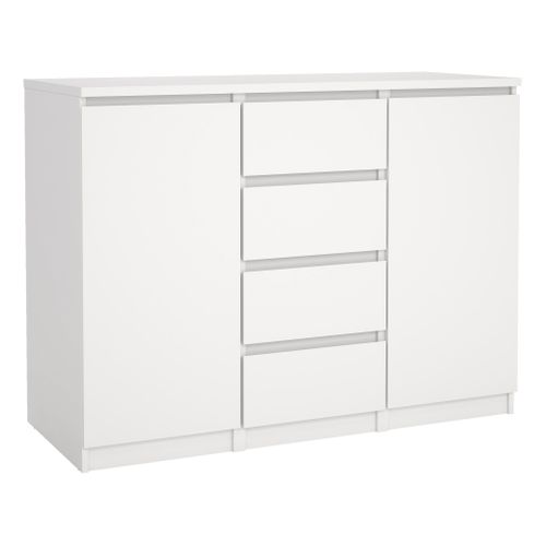 Rangement 2 portes 4 tiroirs BEST Blanc mat vue 3/4