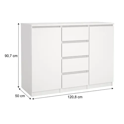 Rangement 2 portes 4 tiroirs BEST Blanc mat