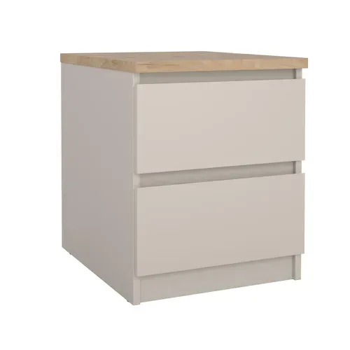 Chevet 2 tiroirs BEST Grège/chêne vue 3/4