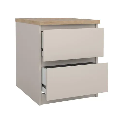 Chevet 2 tiroirs BEST Grège/chêne