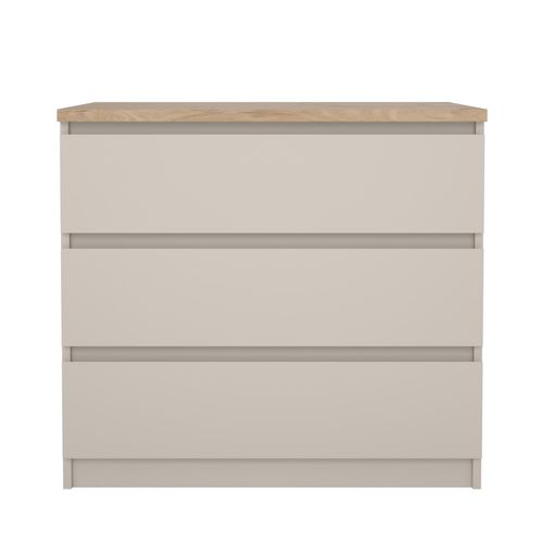 Commode 3 tiroirs BEST Grège/chêne vue de face