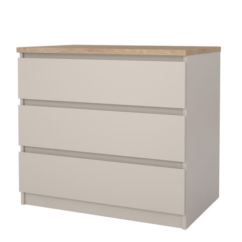 Commode 3 tiroirs BEST Grège/chêne vue de profil