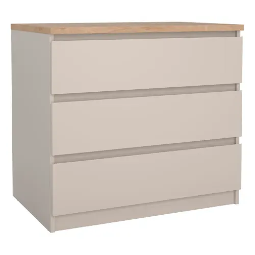 Commode 3 tiroirs BEST Grège/chêne vue 3/4