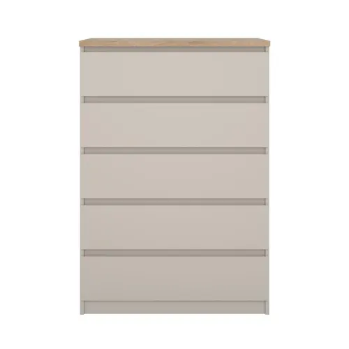 Commode 5 tiroirs BEST Grège/chêne vue de face