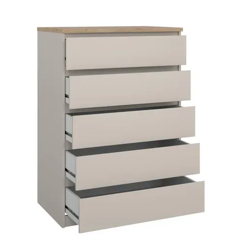 Commode 5 tiroirs BEST Grège/chêne