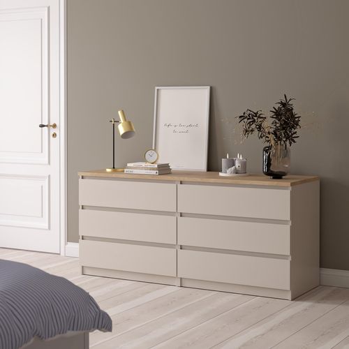 Commode 2x3 tiroirs BEST Grège/chêne