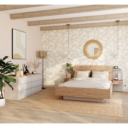 Commode 2x3 tiroirs BEST Grège/chêne