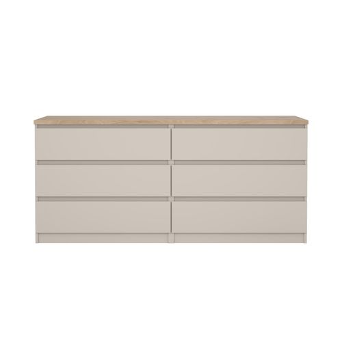 Commode 2x3 tiroirs BEST Grège/chêne