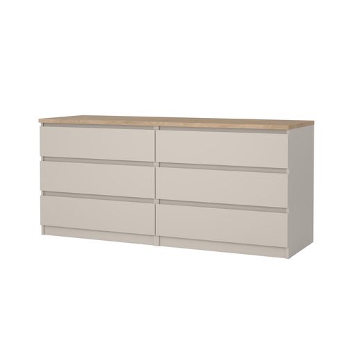 Commode 2x3 tiroirs BEST Grège/chêne