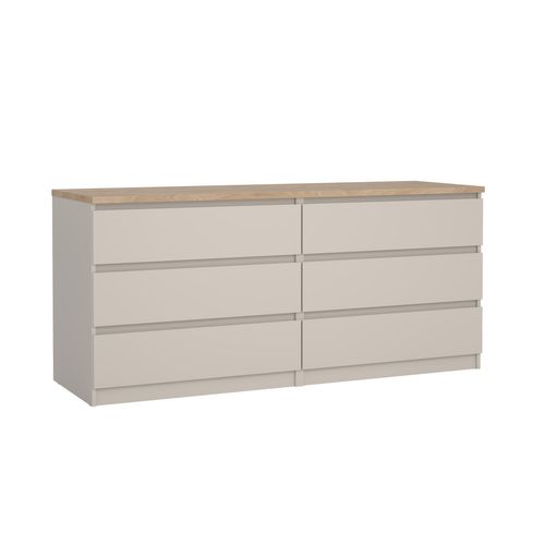 Commode 2x3 tiroirs BEST Grège/chêne