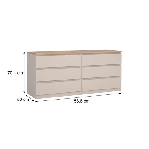 Commode 2x3 tiroirs BEST Grège/chêne