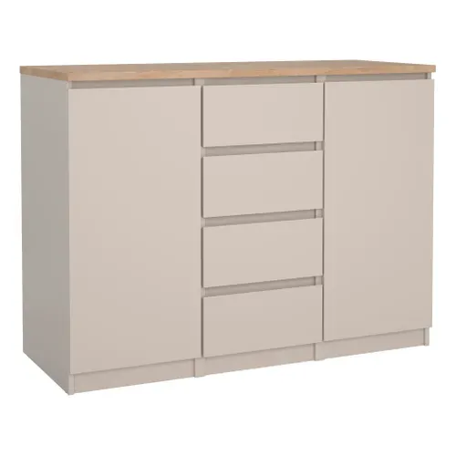 Rangement 2 portes / 4 tiroirs BEST Grège / chêne