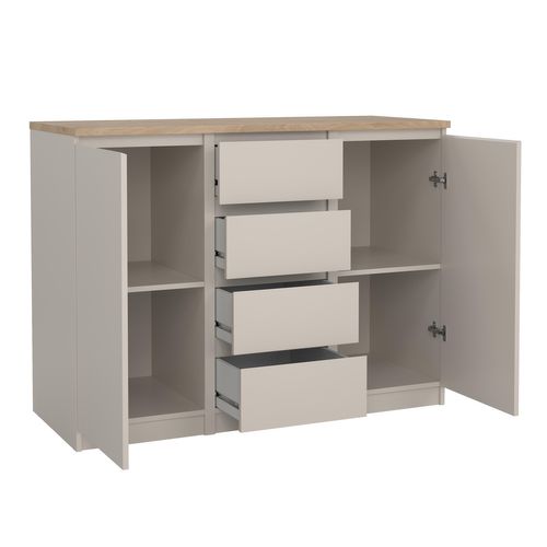 Rangement 2 portes / 4 tiroirs BEST Grège / chêne