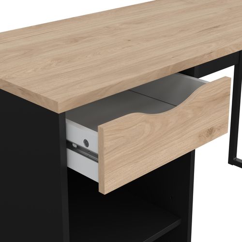 Bureau 1 tiroir et 2 niches ALKOR MINI Imitation chêne et noir vue détaillée