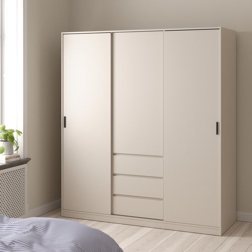 Armoire 3 portes 3 tiroirs L.177 cm BEST grège vue d'ambiance 1