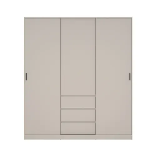 Armoire 3 portes 3 tiroirs L.177 cm BEST grège vue de face