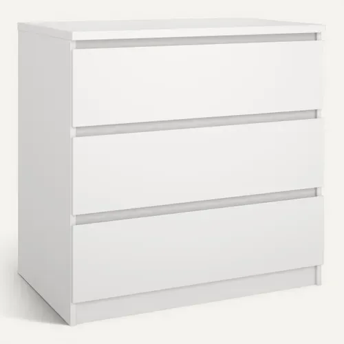 Commode 3 tiroirs BEST blanc mat vue 3/4