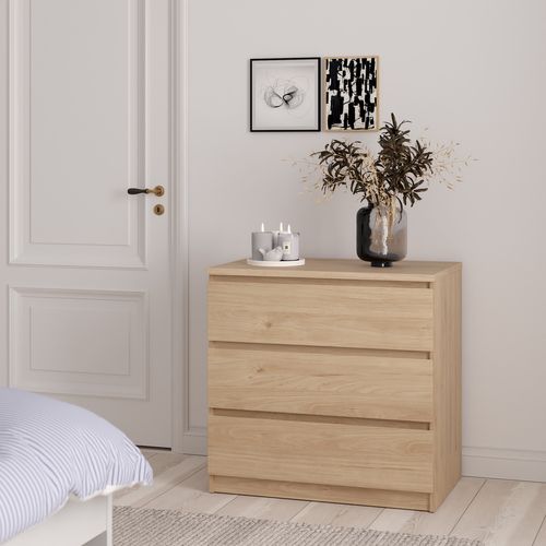 Commode 3 tiroirs BEST imitation chêne vue d'ambiance 1