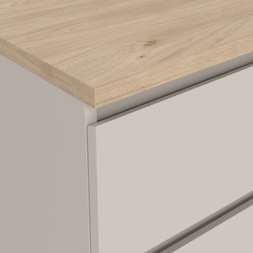 Commode 3 tiroirs BEST grège et imitation chêne vue détaillée