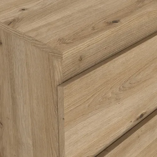 Commode 3 tiroirs MARA imitation chêne vue détaillée
