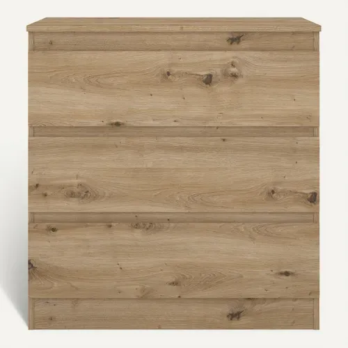 Commode 3 tiroirs MARA imitation chêne vue de face
