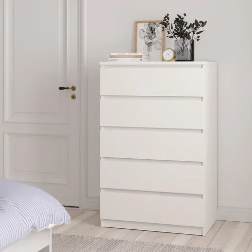 Commode 5 tiroirs BEST blanc mat vue d'ambiance 1
