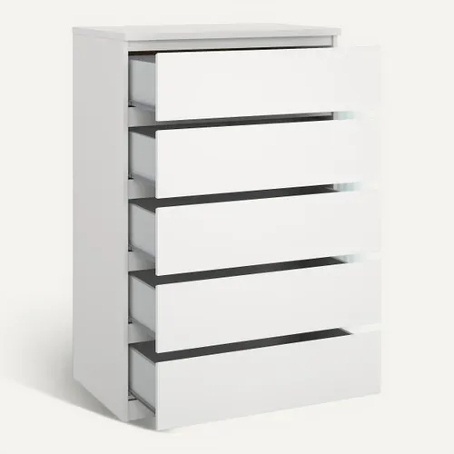 Commode 5 tiroirs BEST blanc mat