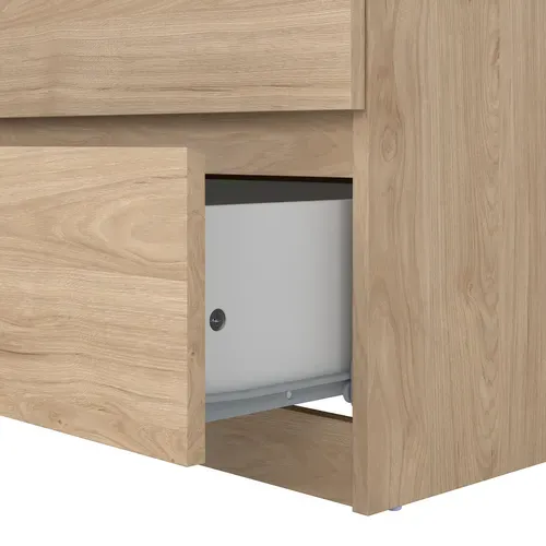 Commode 5 tiroirs BEST imitation chêne vue accessoires