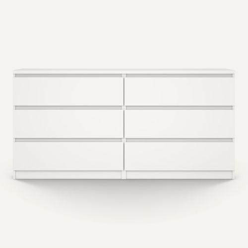 Commode 2X3 tiroirs BEST blanc mat vue de face
