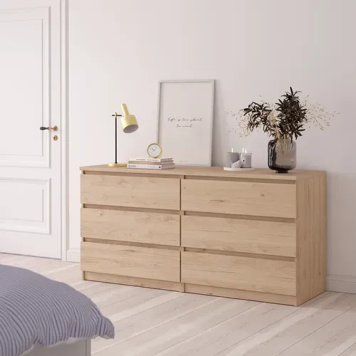 Commode 2X3 tiroirs BEST imitation chêne HL vue d'ambiance 1