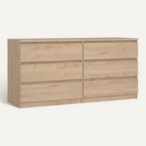 Commode 2X3 tiroirs BEST imitation chêne HL vue 3/4